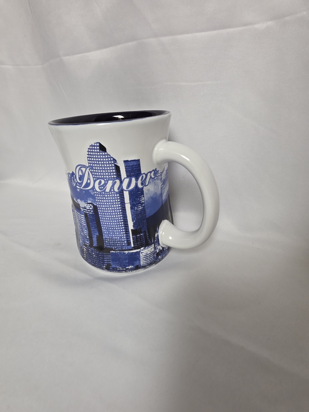 Denver Skyline Ceramic Mug - Blue and White